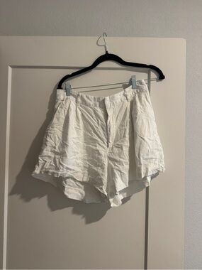 GAP White High-Waist Linen Blend Women's Shorts